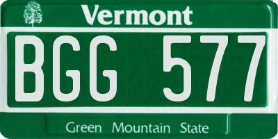 VT license plate BGG577