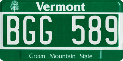VT license plate BGG589
