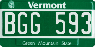 VT license plate BGG593