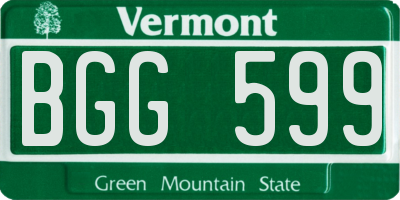 VT license plate BGG599