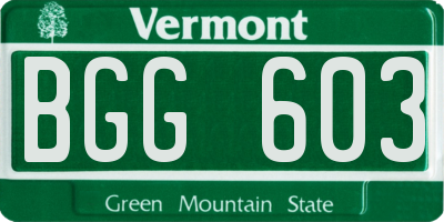 VT license plate BGG603