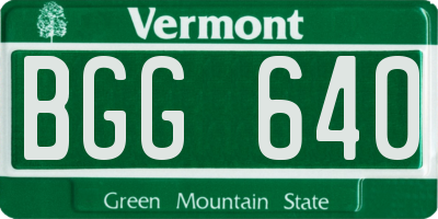 VT license plate BGG640