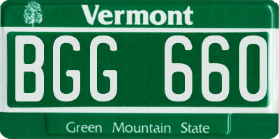 VT license plate BGG660