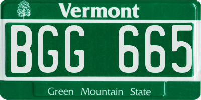 VT license plate BGG665