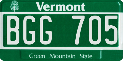 VT license plate BGG705