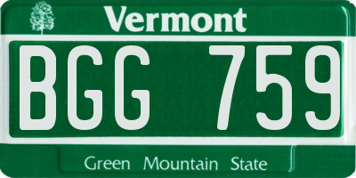 VT license plate BGG759