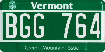 VT license plate BGG764