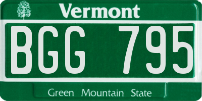 VT license plate BGG795