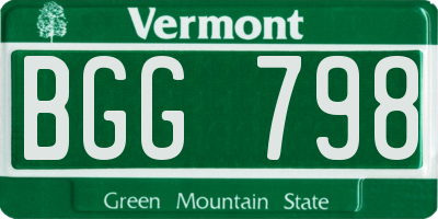 VT license plate BGG798