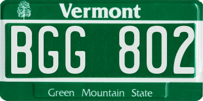VT license plate BGG802