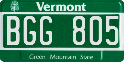VT license plate BGG805