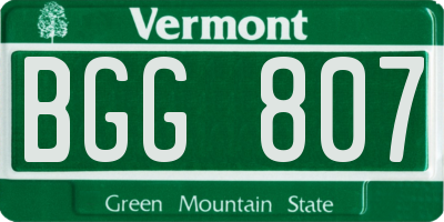 VT license plate BGG807