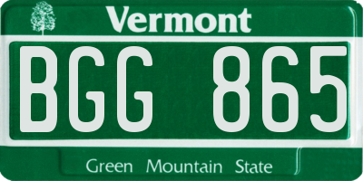 VT license plate BGG865