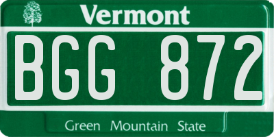 VT license plate BGG872