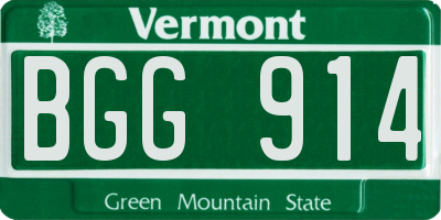 VT license plate BGG914