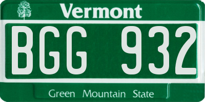 VT license plate BGG932
