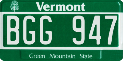 VT license plate BGG947