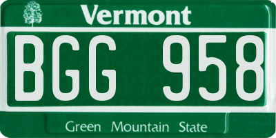 VT license plate BGG958