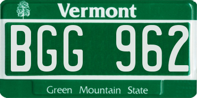 VT license plate BGG962