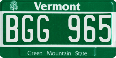 VT license plate BGG965