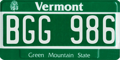 VT license plate BGG986