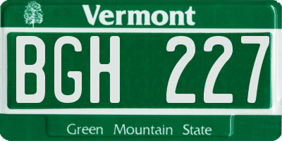 VT license plate BGH227