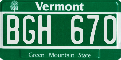 VT license plate BGH670