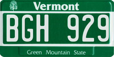 VT license plate BGH929