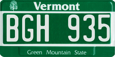 VT license plate BGH935