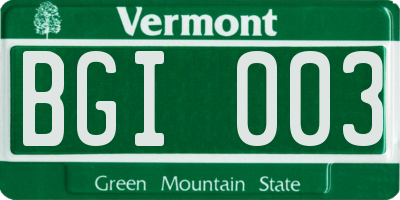 VT license plate BGI003