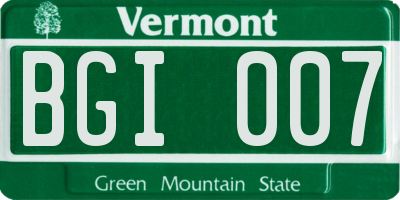 VT license plate BGI007