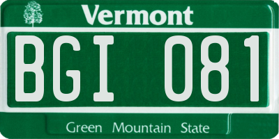 VT license plate BGI081