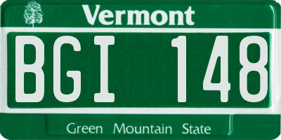 VT license plate BGI148