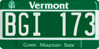 VT license plate BGI173