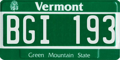VT license plate BGI193