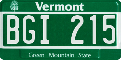 VT license plate BGI215