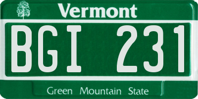 VT license plate BGI231