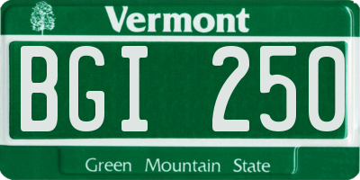 VT license plate BGI250