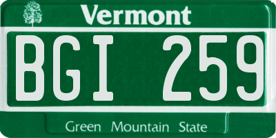 VT license plate BGI259