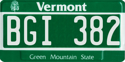 VT license plate BGI382