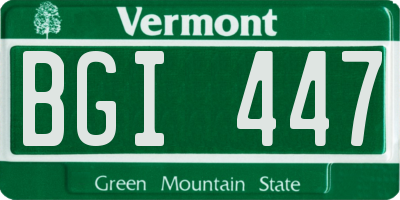 VT license plate BGI447