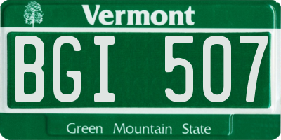 VT license plate BGI507