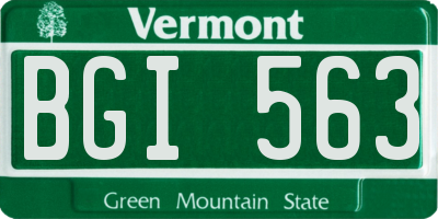 VT license plate BGI563