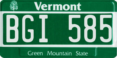 VT license plate BGI585