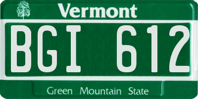 VT license plate BGI612
