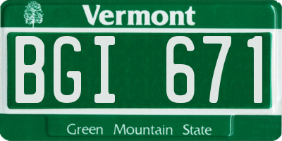 VT license plate BGI671