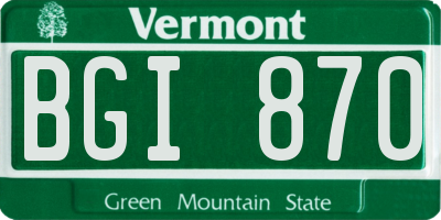 VT license plate BGI870