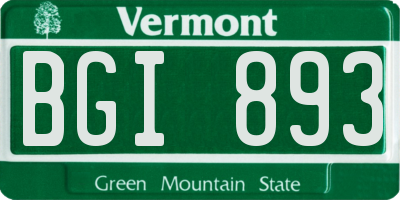 VT license plate BGI893