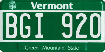 VT license plate BGI920