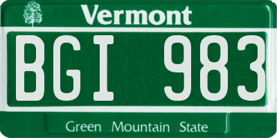 VT license plate BGI983